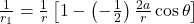  \frac{1}{r_1} = \frac{1}{r} \left[ 1 - \left( -\frac{1}{2} \right) \frac{2a}{r} \cos\theta \right] 