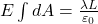  E \int dA = \frac{\lambda L}{\varepsilon_0} 