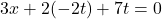 3x+2(-2t)+7t=0