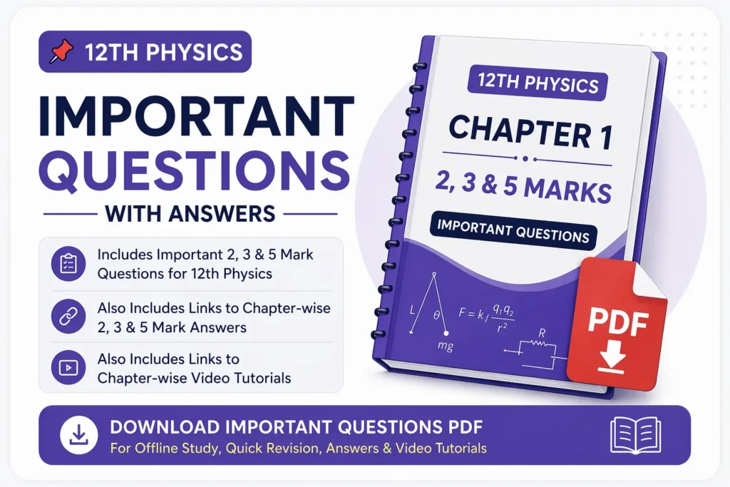 12th physics chapter 1 important questions pdf download
